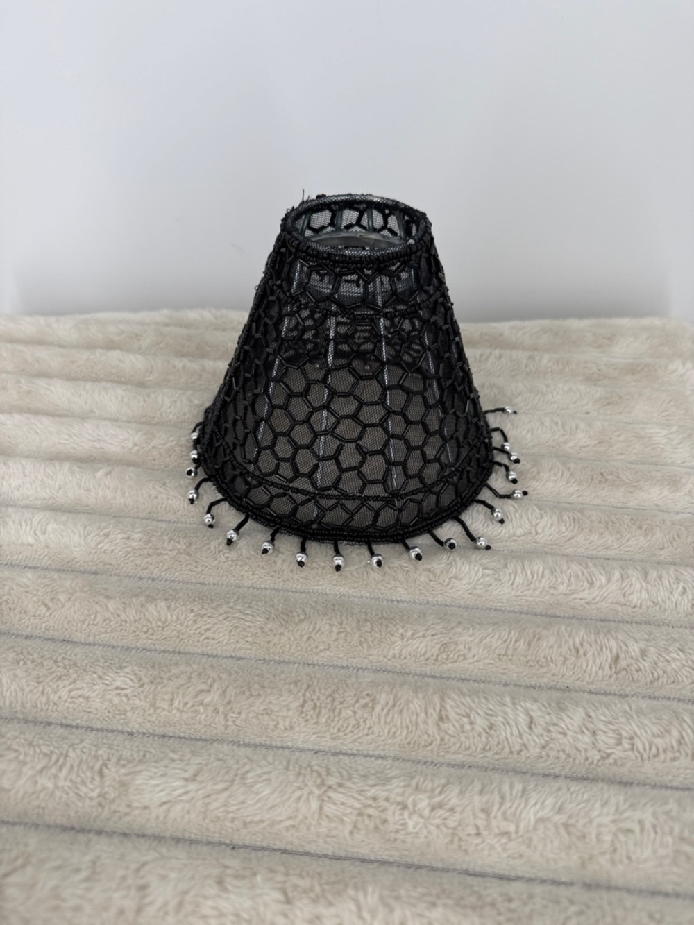 Black Beaded Mesh Mini Lampshade